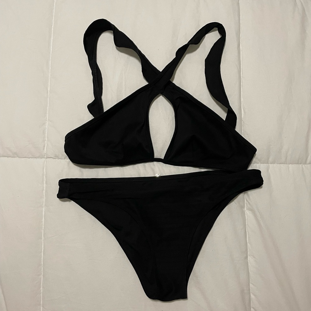 For Love and Lemons La Playa Black Bikini Set Size Medium